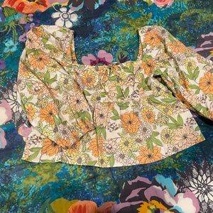 Jcrew floral peplum square neck top.